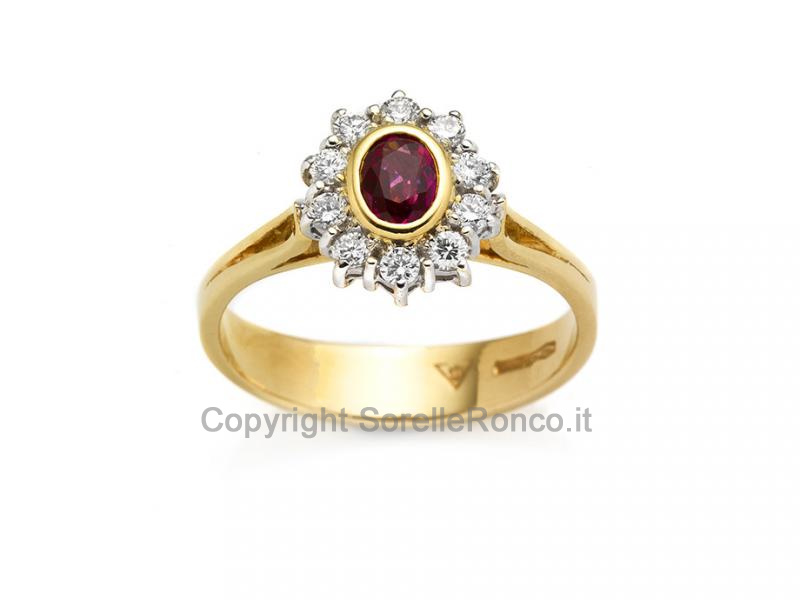 ANELLO CON DIAMANTI E RUBINO 0.39 CT
